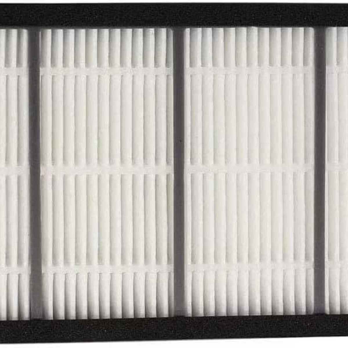 Zbliżenie filtra powietrza z białym, plisowanym wzorem.