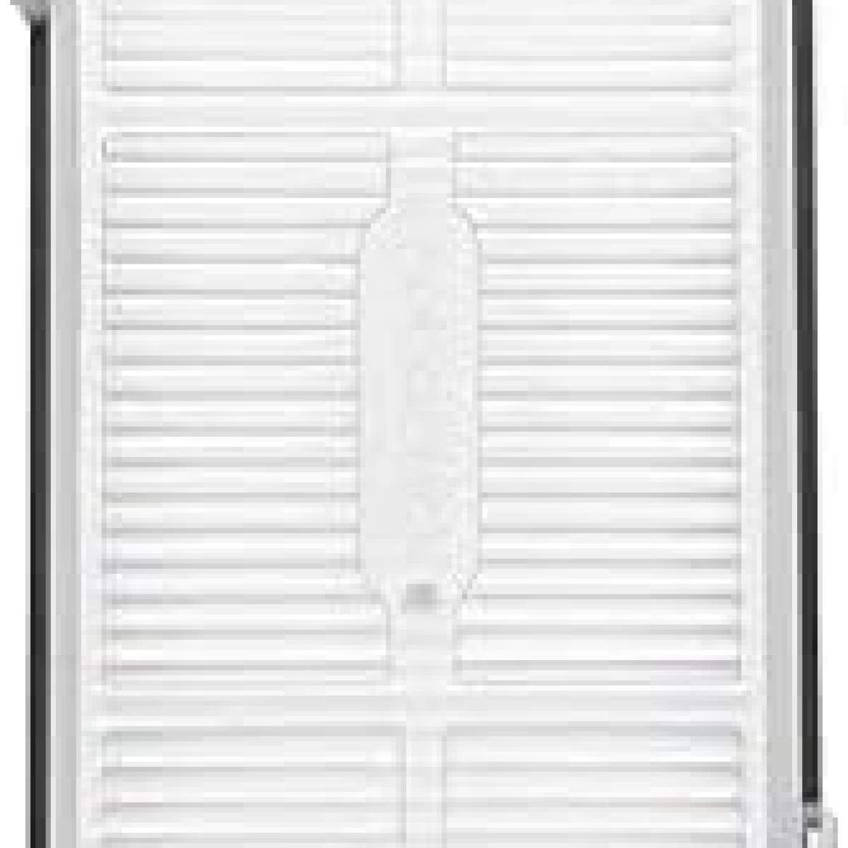 Biały filtr powietrza z poziomymi i pionowymi listwami.