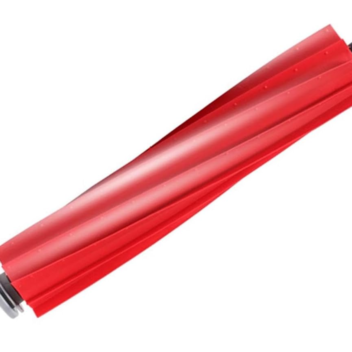 Czerwona szczotka rolkowa do odkurzacza, na białym tle, ustawiona po przekątnej.