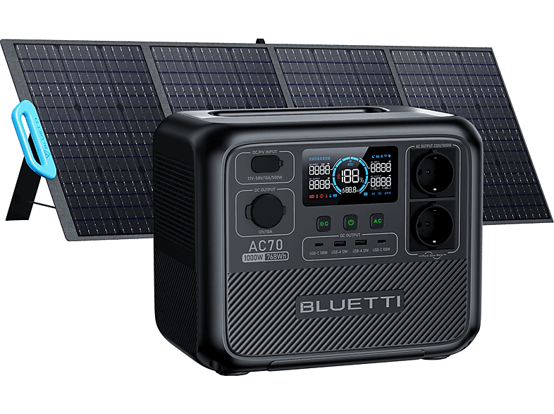 BLUETTI AC70 mit PV200，Für Notfälle wie Stromausfälle Powerstation