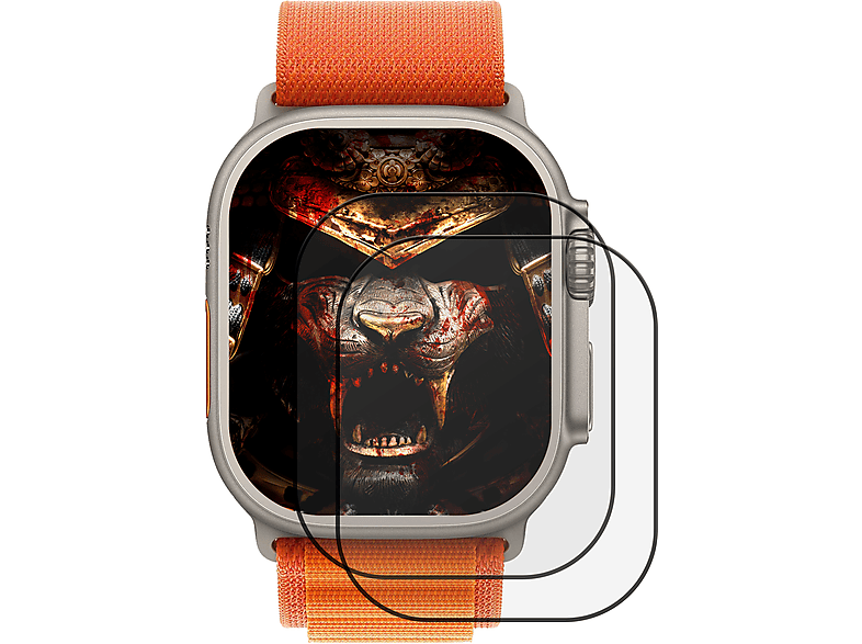 PROTECTORKING 2x echtes 2 Ultra Apple KLAR Apple Tempered Panzerhartglas Displayschutzfolie(für Watch 3D 49mm) 9H