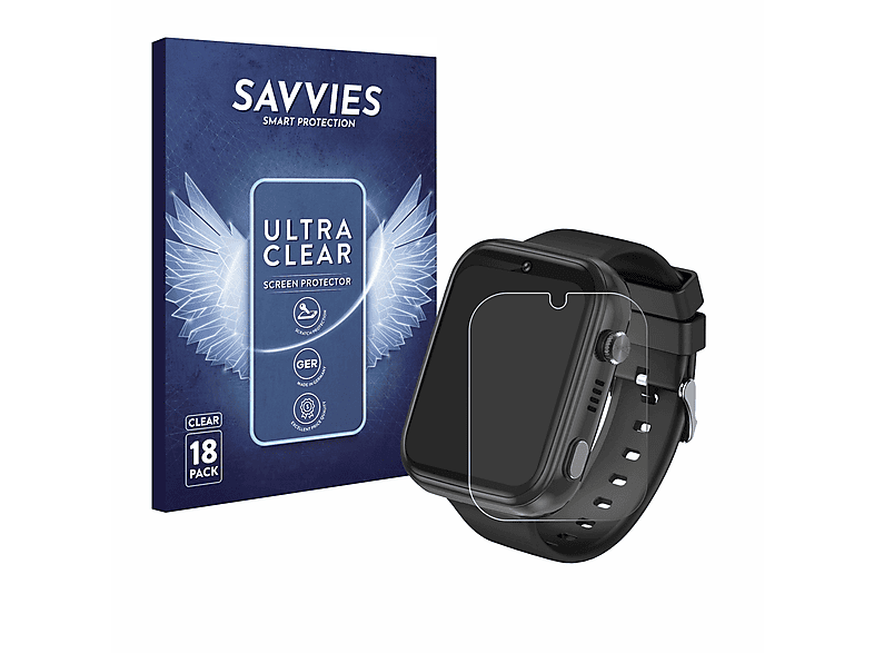 SAVVIES 18x klare Schutzfolie(für Okyuk 4G Kids Smartwatch)