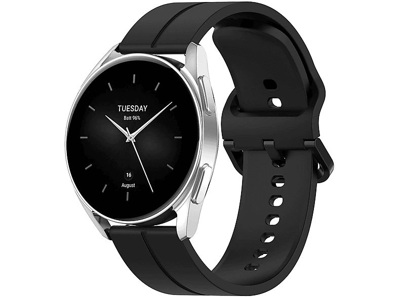 WIGENTO Design Silikon Watch Schwarz Pro, Ersatzarmband, 2 Xiaomi, Band