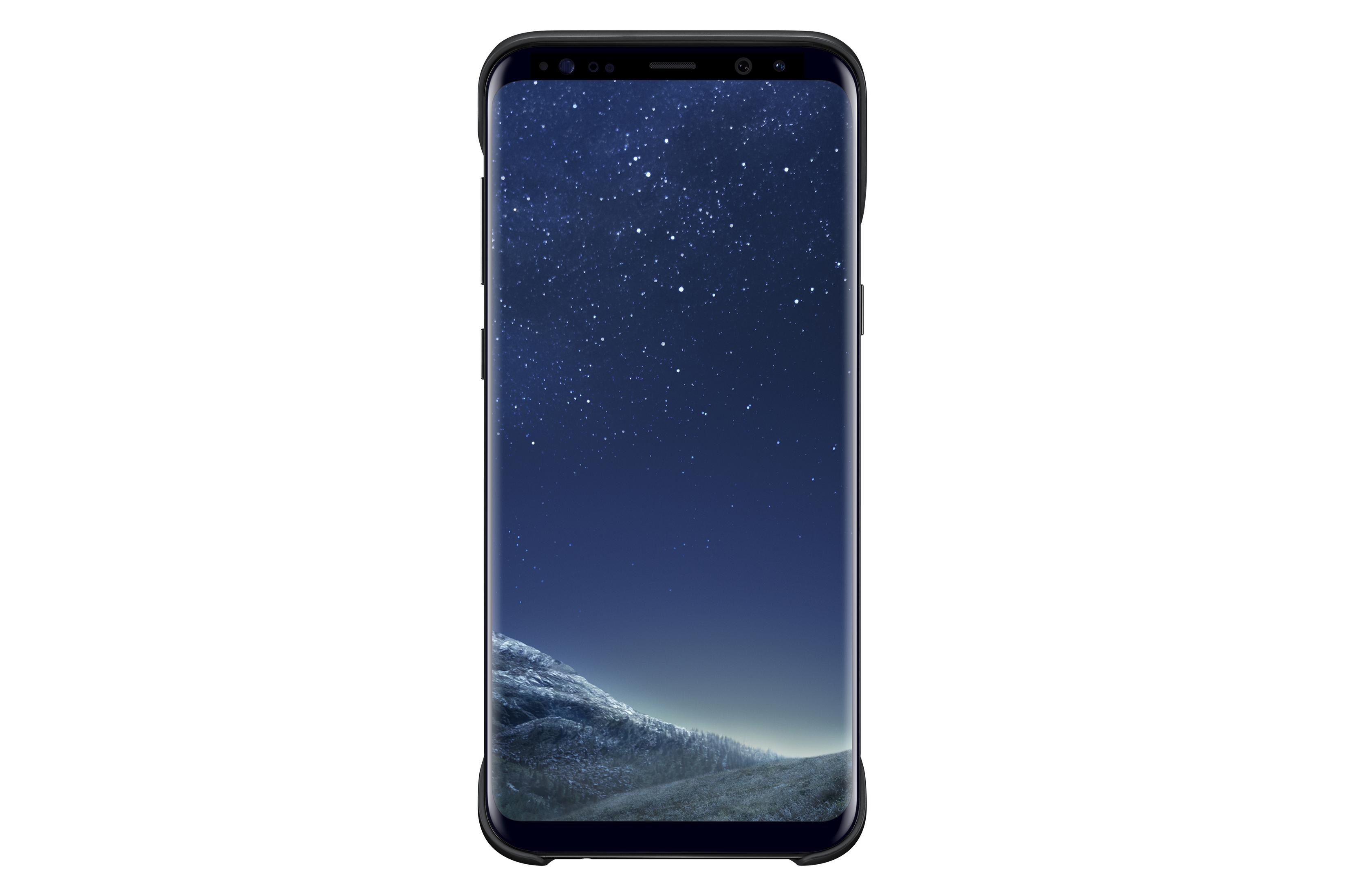 Smartphone nero con immagine del cielo stellato sullo schermo.