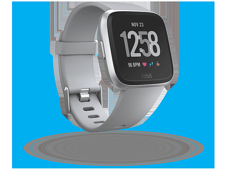 FITBIT FB505SRGY-EU VERSA GRAY / SILVER ALUMINUM Smartwatch Aluminium Elastomer, S-L, Grau / Aluminium-Silber
