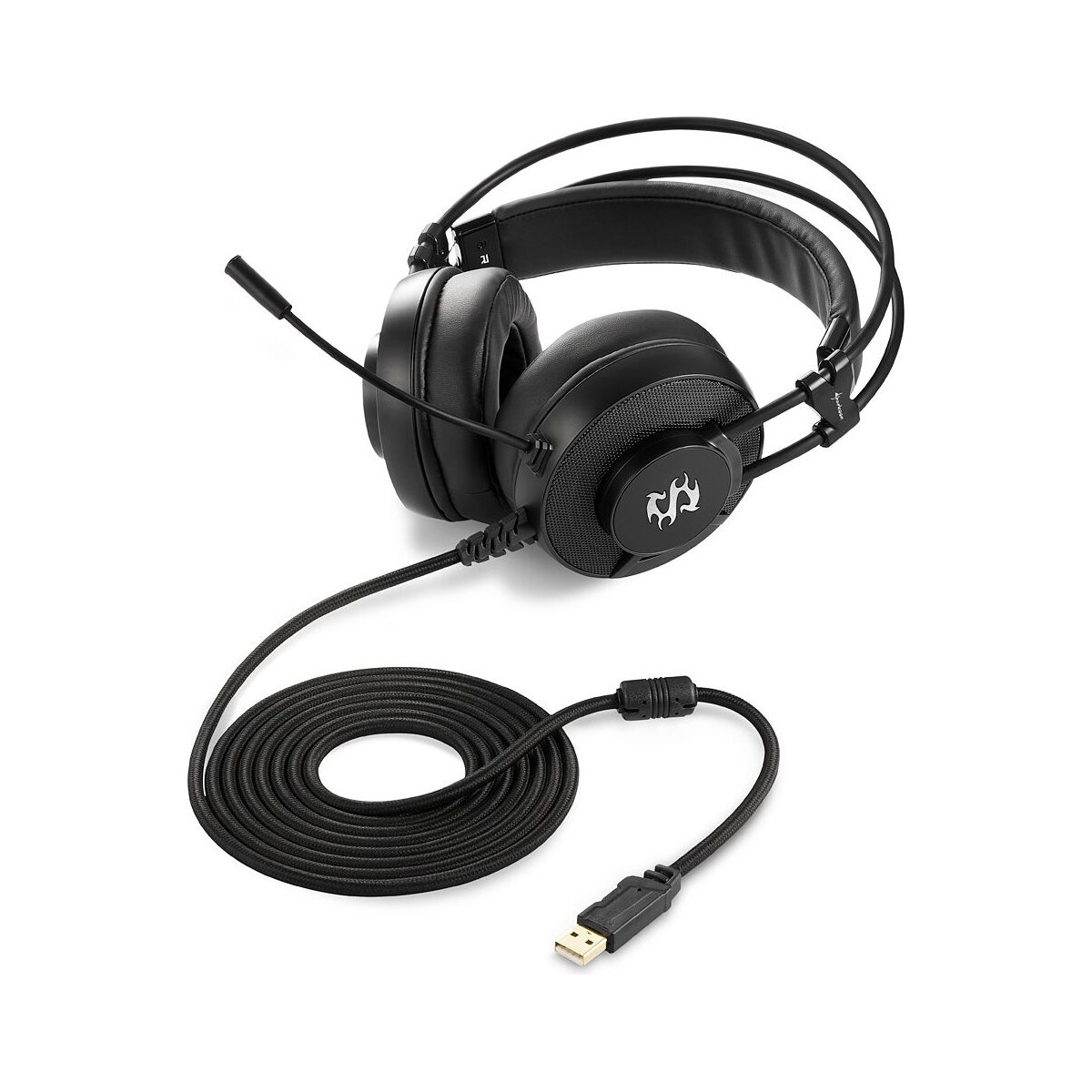SHARKOON SKILLER SGH2 Schwarz Headset (Stereo, On-ear LED kabelgebunden, Kopfhörer blaue Gaming ohrumschließend, Beleuchtung)