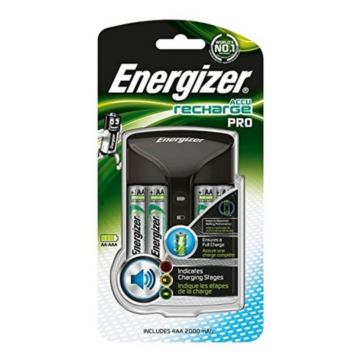 - mAh Pro Batterien Recharge HR06 4 erforderlich. Ladegerät, 2000 240 ENERGIZER Volt, Accu 100 AA