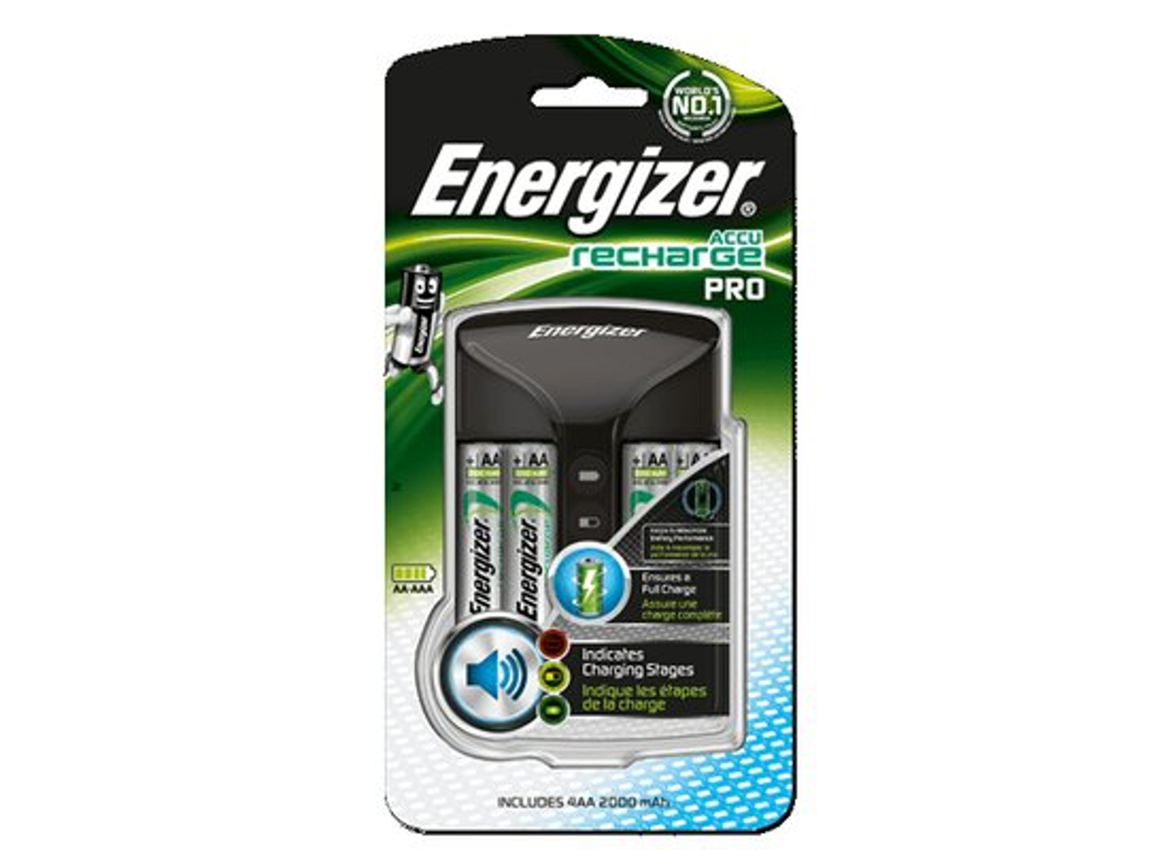 - mAh Pro Batterien Recharge HR06 4 erforderlich. Ladegerät, 2000 240 ENERGIZER Volt, Accu 100 AA