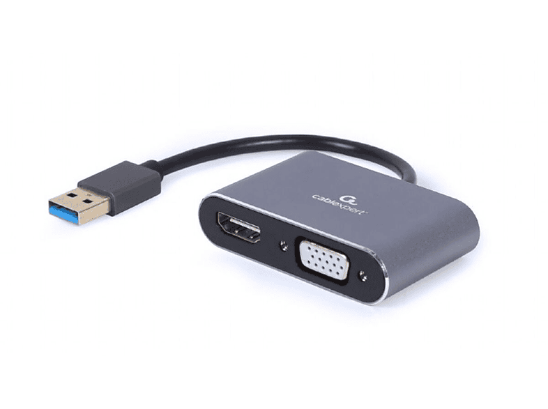 GEMBIRD AUSB3HDMIVGA01 USBzuVGA/HDMIAdapter, Grau SATURN