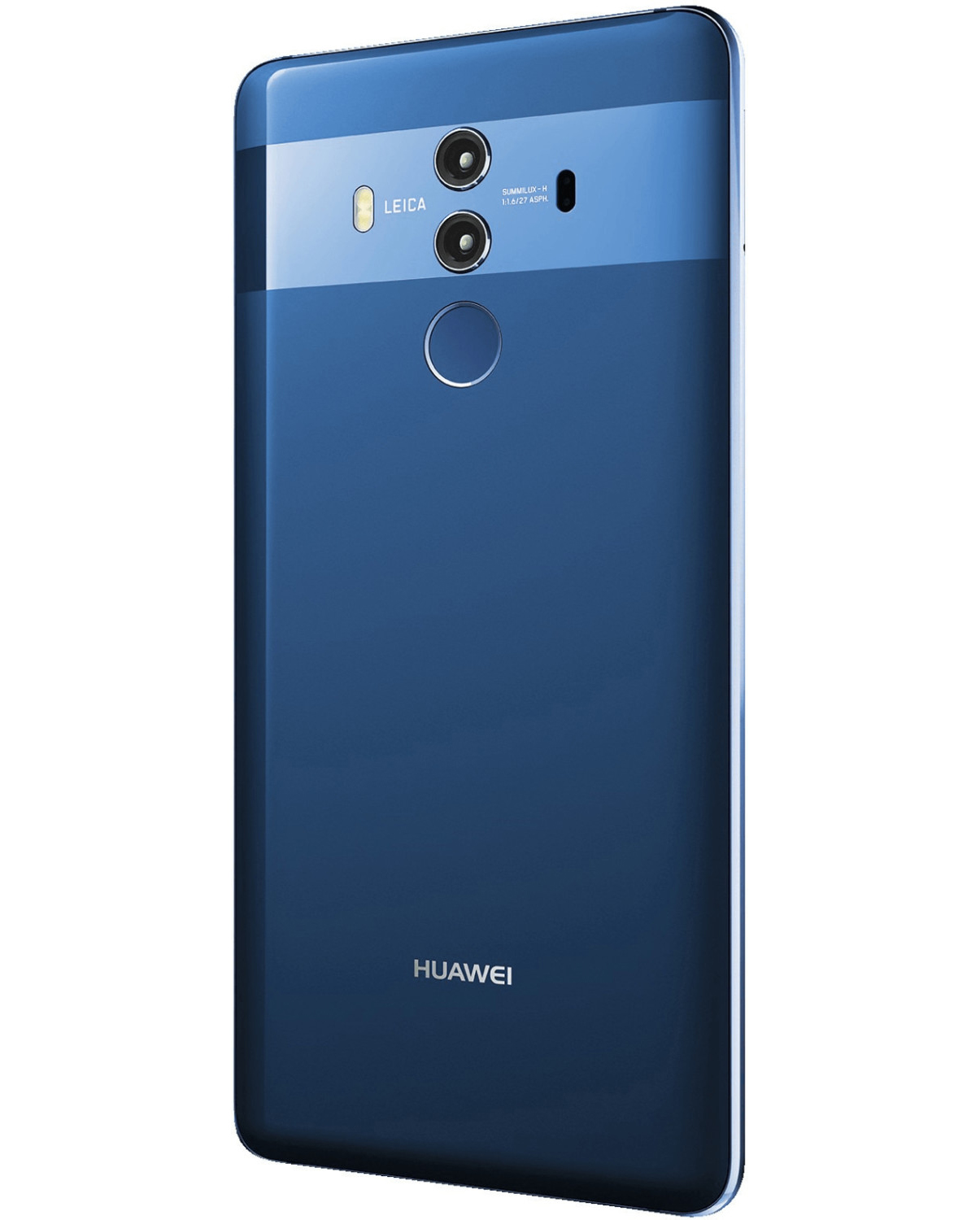 Blaues Huawei-Telefon mit Dual-Kamera-Setup.
