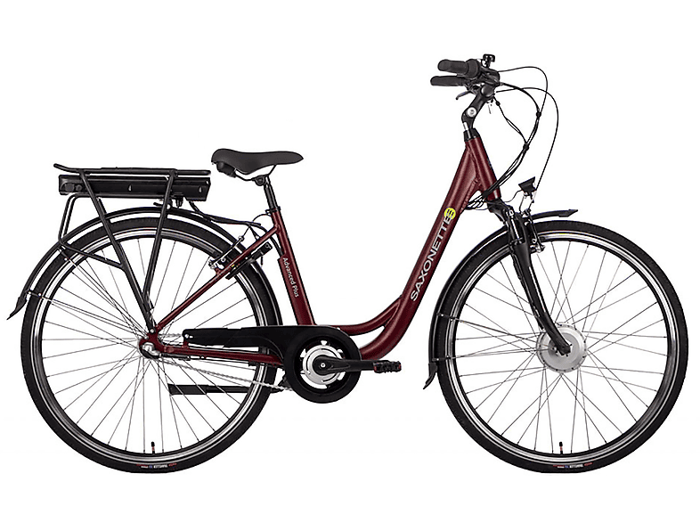 SAXONETTE Advanced Plus Citybike (Laufradgröße: 28 Zoll, Rahmenhöhe: 45 cm, Damen-Rad, 375 Wh, Rot)