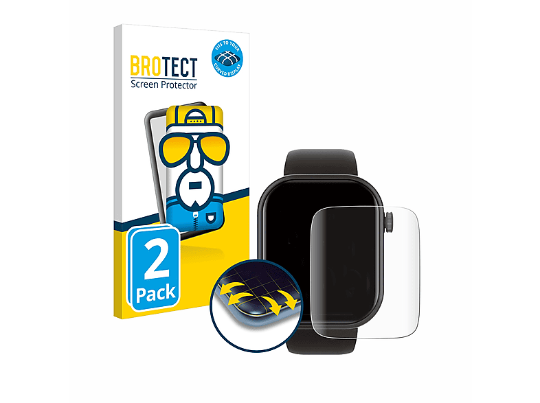 2x BROTECT Schutzfolie(für Curved Smartwatch Flex 3D 1.8\