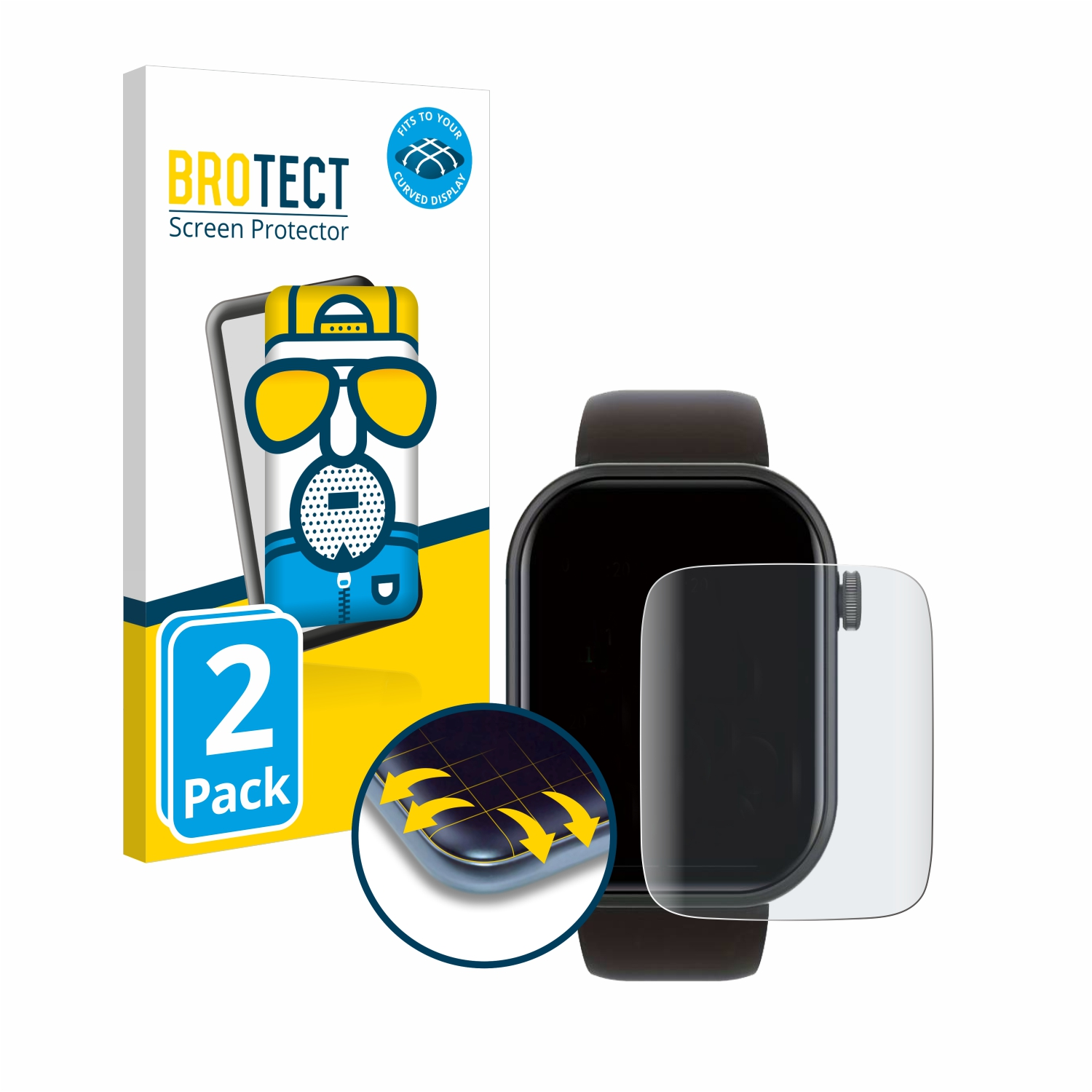BROTECT 2x Flex matt Schutzfolie(für Full-Cover 3D Curved Smartwatch 1.8\