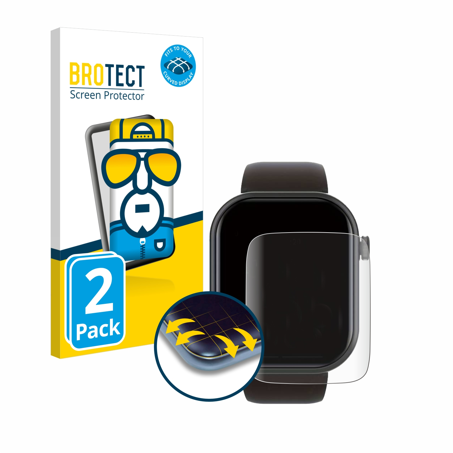 BROTECT 2x Flex Full-Cover Smartwatch IDW15 Curved 1.8\