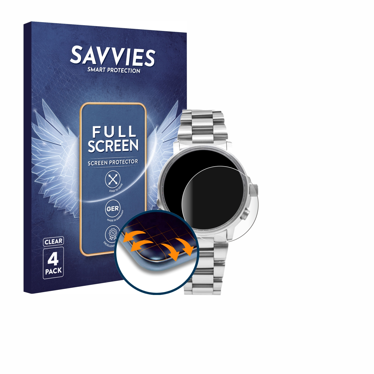 SAVVIES 4x (44 Schutzfolie(für AS2031-57E Full-Cover Citizen 3D Curved Flex Pilot mm))