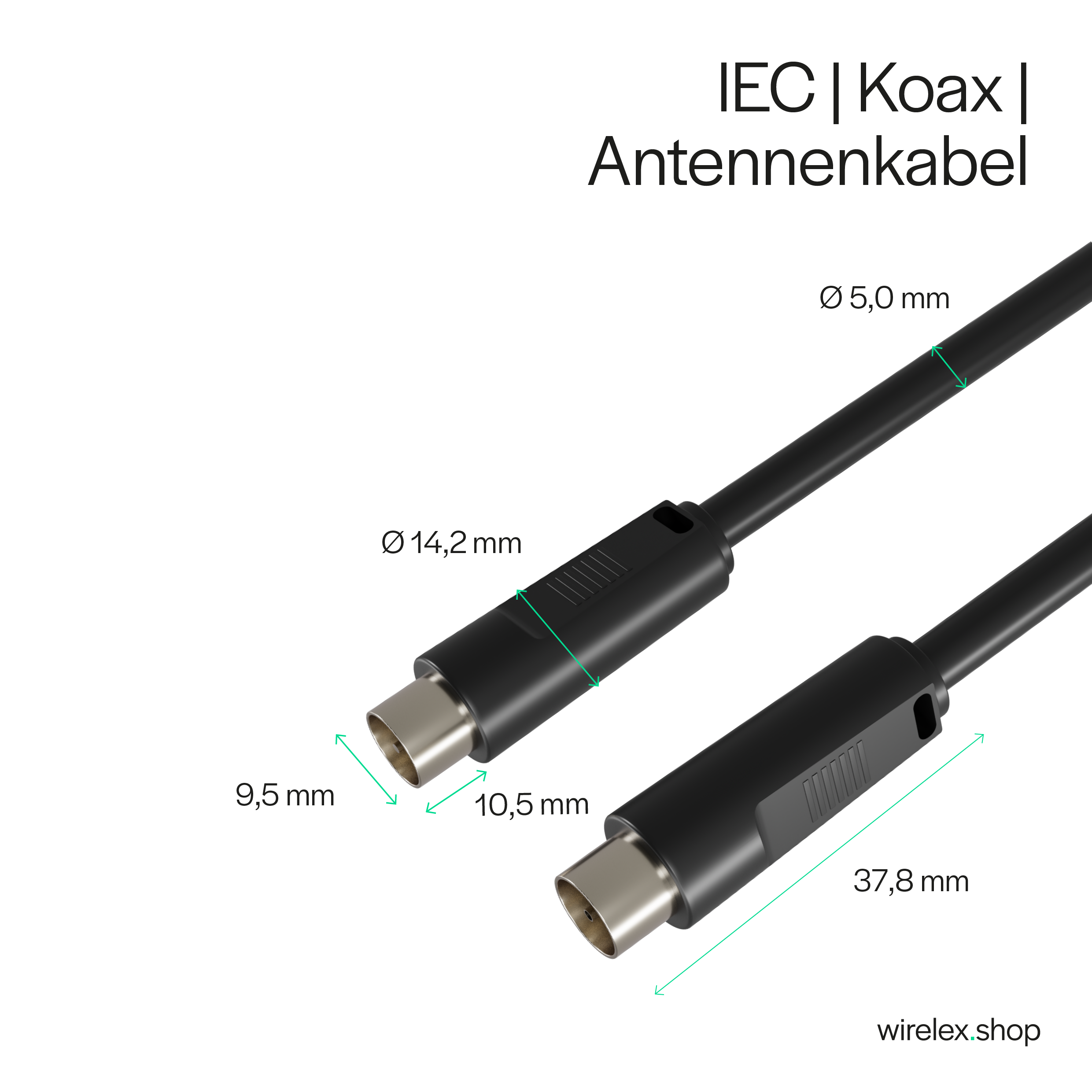 KABELBUDE Antennenkabel, <gt/> 100 Antennenkabel schwarz, 2,5m dB