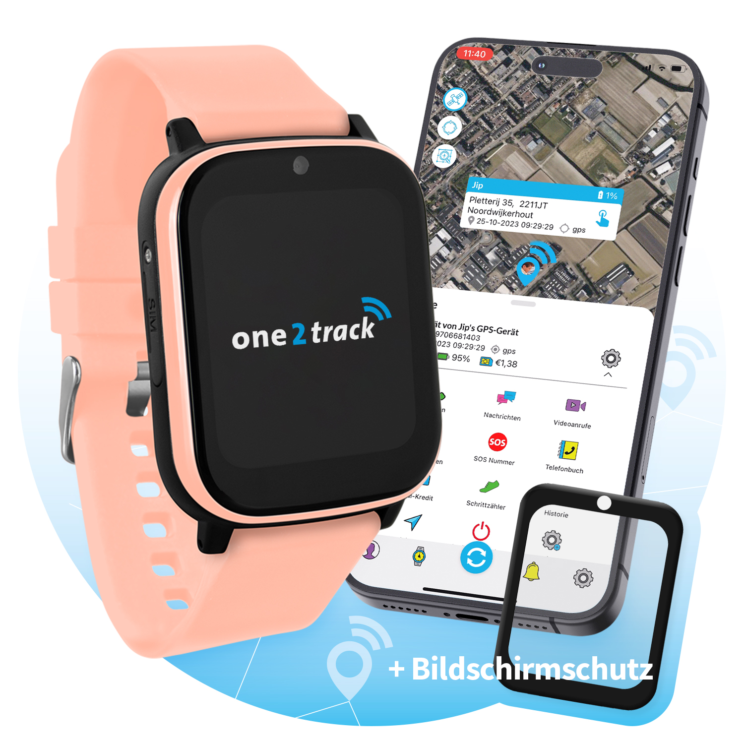 ONE2TRACK Connect NEXT, Kinder Rosa Smartwatch