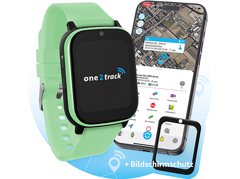 ONE2TRACK Connect Kinder NEXT, Smartwatch, Grun