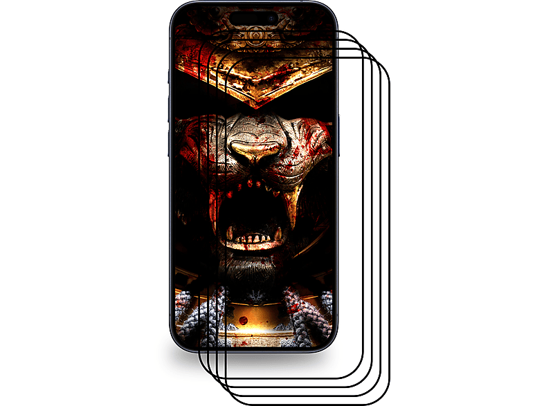PROTECTORKING 4x 9H Panzerhartglas FULL COVER 3D KLAR Displayschutzfolie(für Apple iPhone 15 Pro)