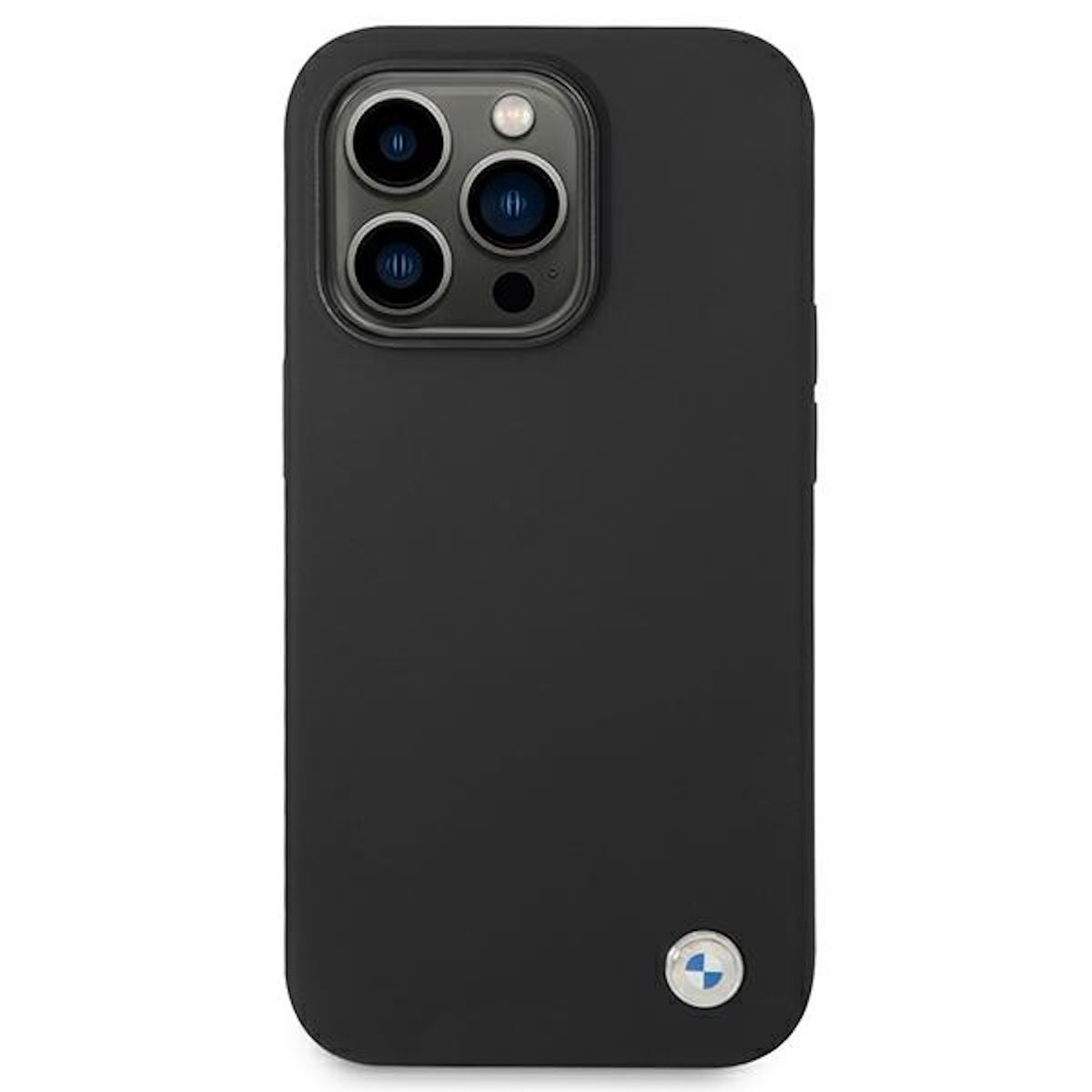 Custodia nera per telefono con fotocamera e logo BMW.