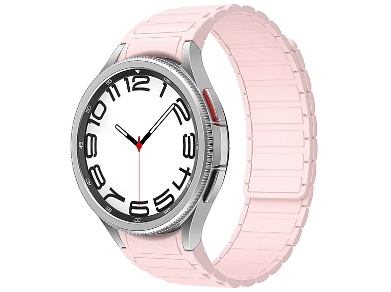 WIGENTO Magnetisches Design Silikon Band, Ersatzarmband, Samsung, Galaxy Watch 6 / 5 / 4, Pink