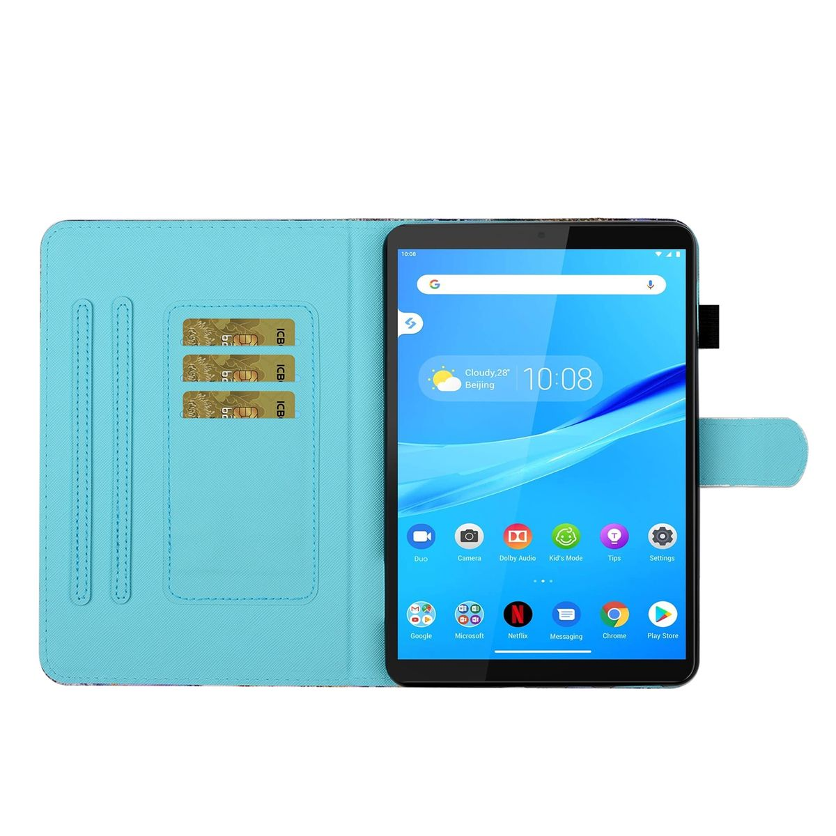 WIGENTO 3folt Wake UP Blau aufstellbar, Bookcover, mit & Sleep Cover Galaxy Tab Druck Samsung, A9