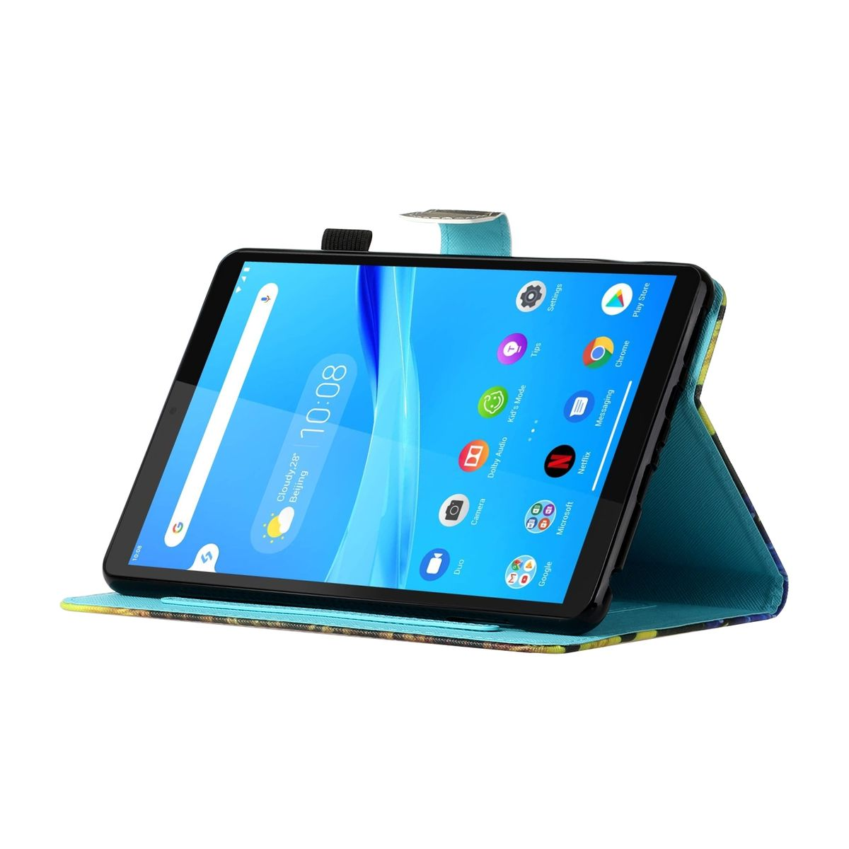 WIGENTO 3folt Wake UP Blau aufstellbar, Bookcover, mit & Sleep Cover Galaxy Tab Druck Samsung, A9