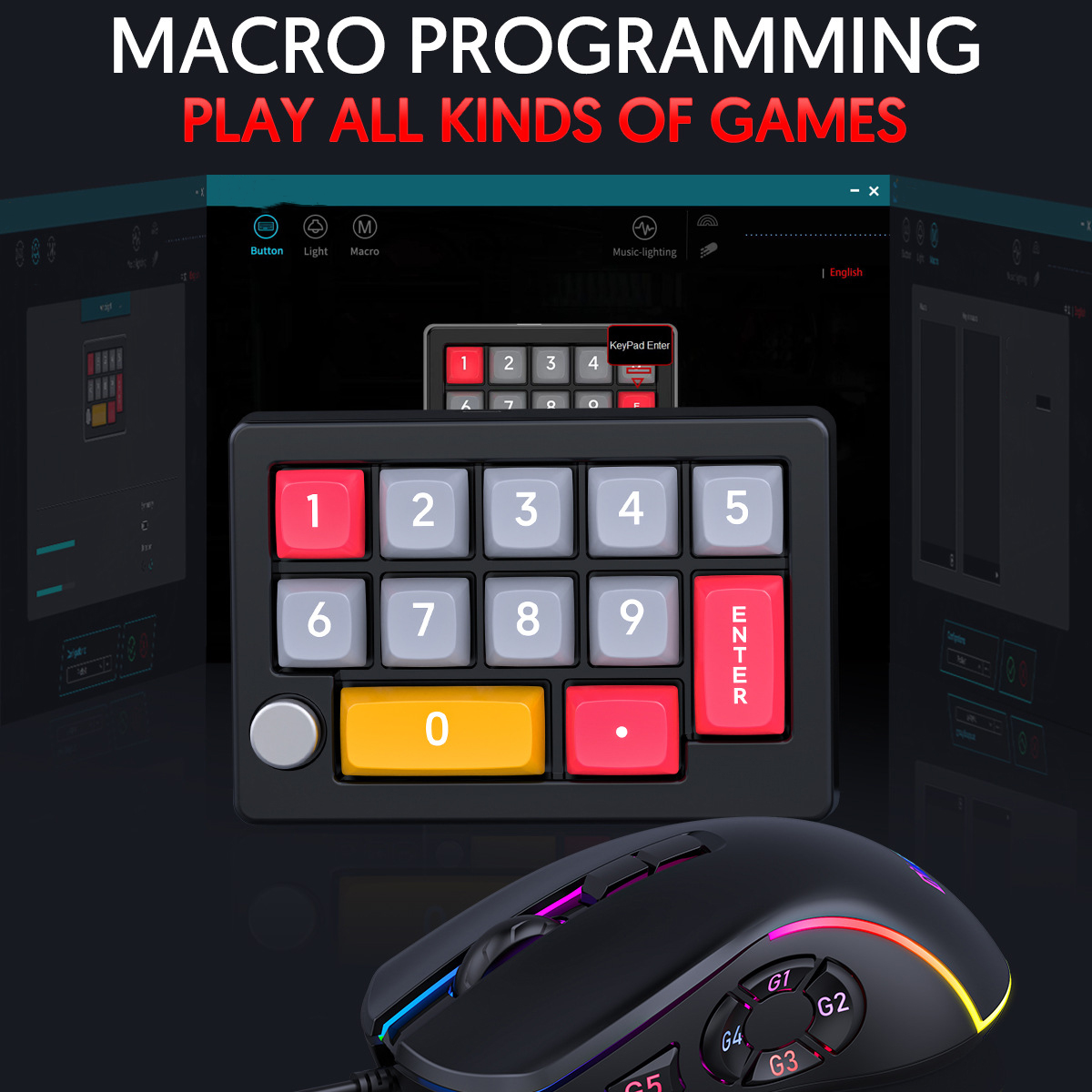 UWOT Gaming-Tastatur- und Maus-Set: 12 Schalter & Lichteffekte Hot-Swap-Fähig, Set, Mechanische weiß Maus Tastatur