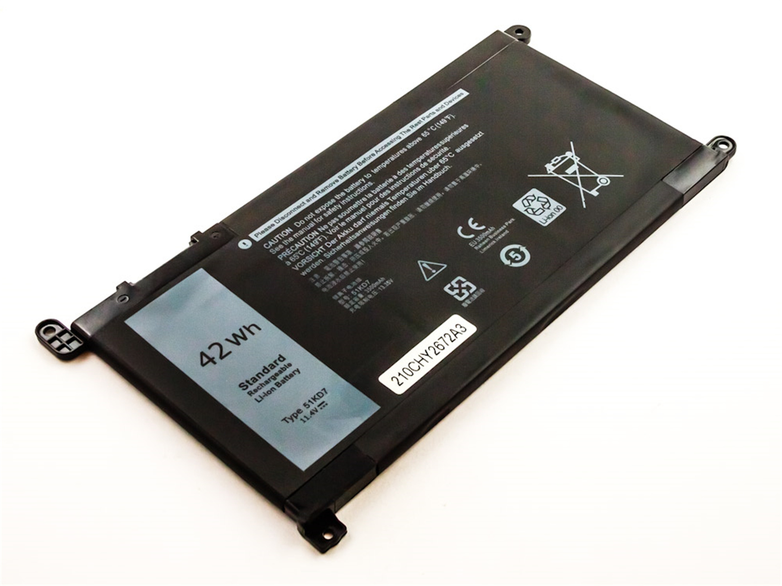 AGI Akku kompatibel mit Dell Volt, 3400 Li-Pol 11 3180 Li-Pol, 11.4 Notebookakku, mAh Chromebook