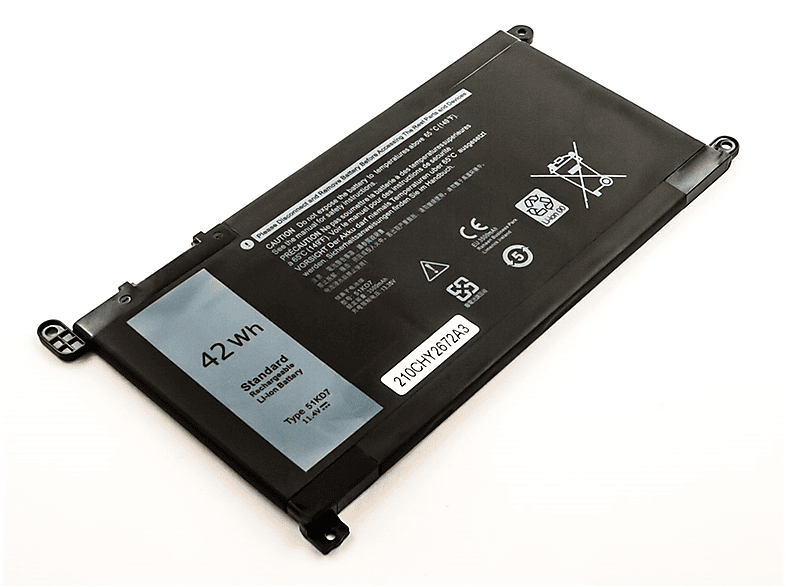 AGI Akku kompatibel mit Dell Volt, Notebookakku, 3400 11.4 Li-Pol, mAh FY8XM Li-Pol
