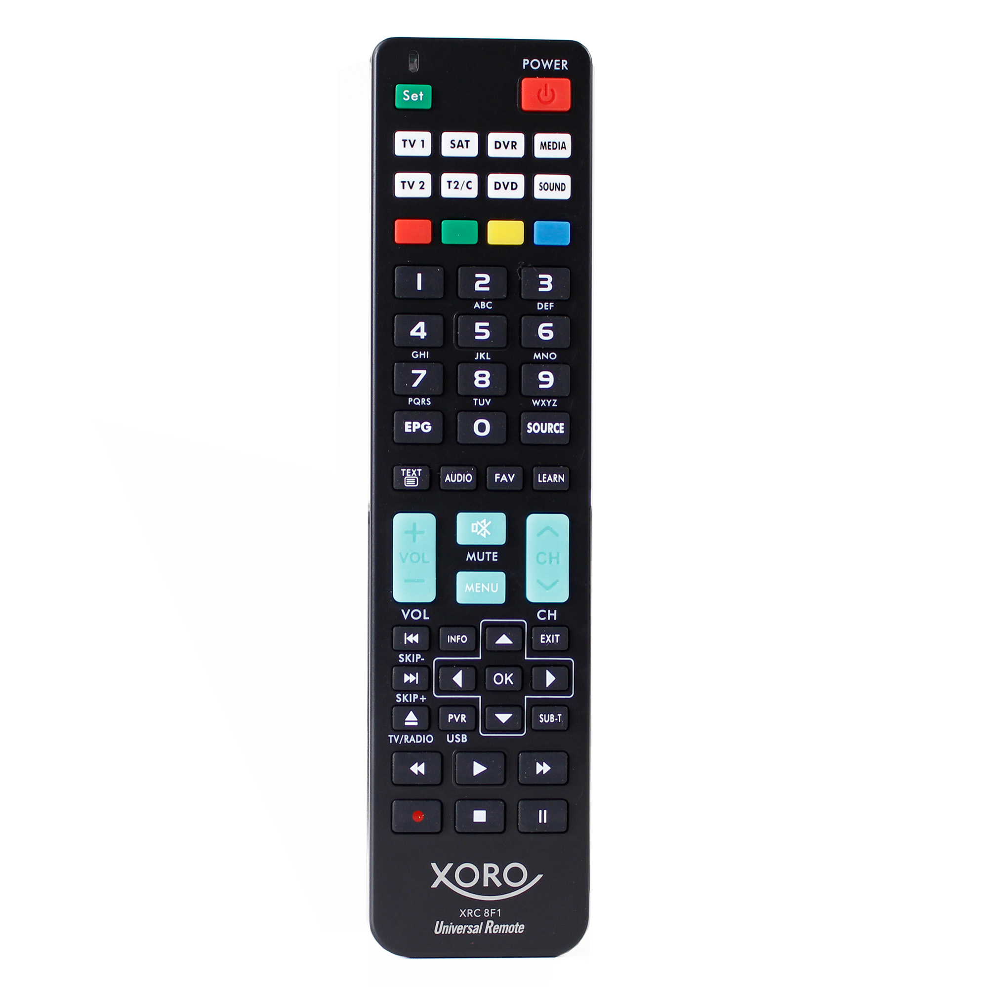 XORO Universalfernbedienung XORO 8F1 8 XRC Flexible Lernfunktion, schwarz Geräte, - Universalfernbedienung programmierbare