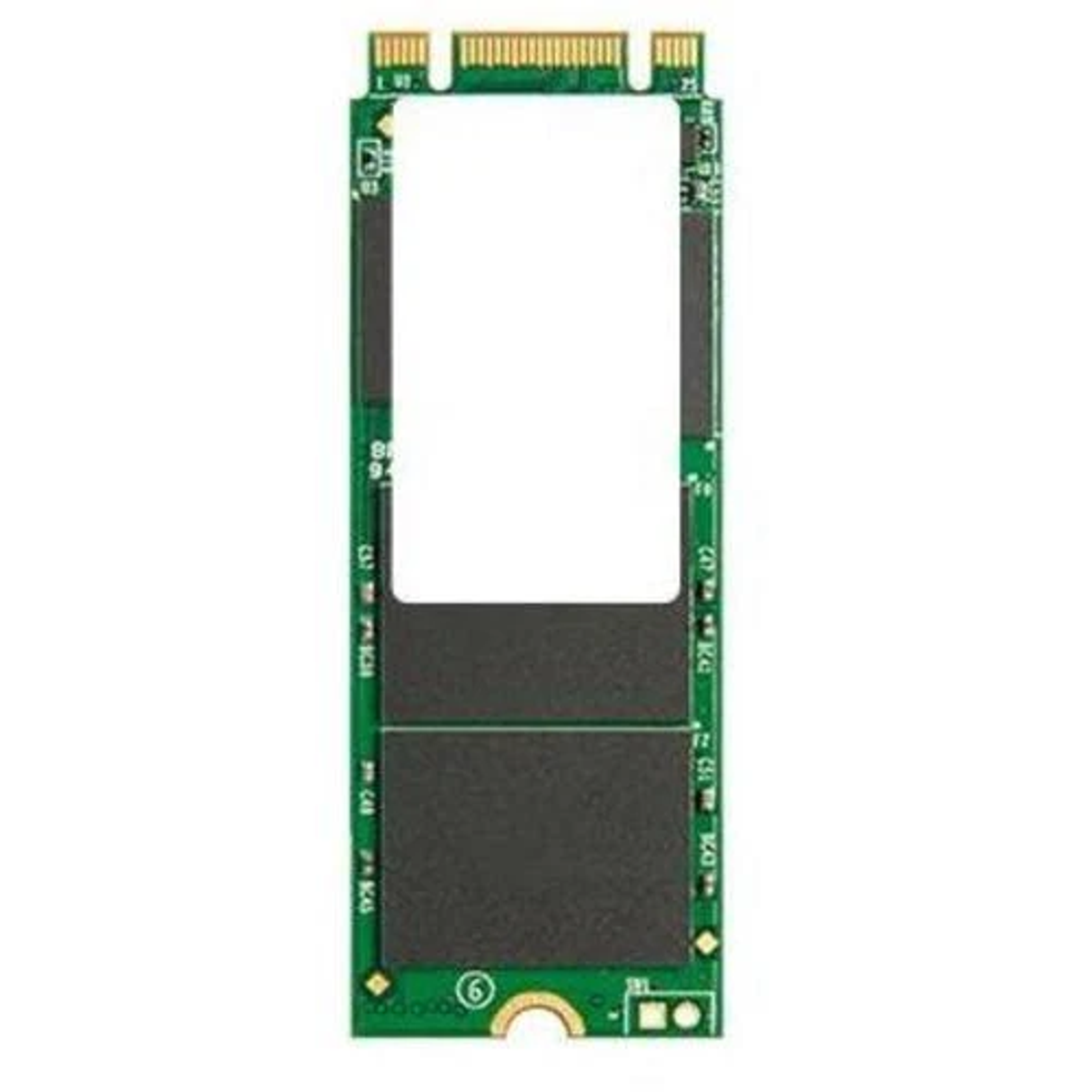 Zielona płytka drukowana z komponentami, prawdopodobnie dysk SSD.