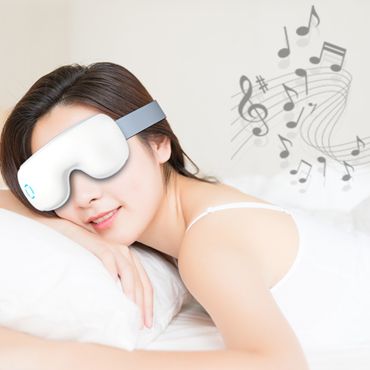 UWOT Augenschutzgerät: Kabellose Musik, 180°-Faltung Weiß Konstanter Heißkompresse Temperatur, mit Gesichtsmassagegerät