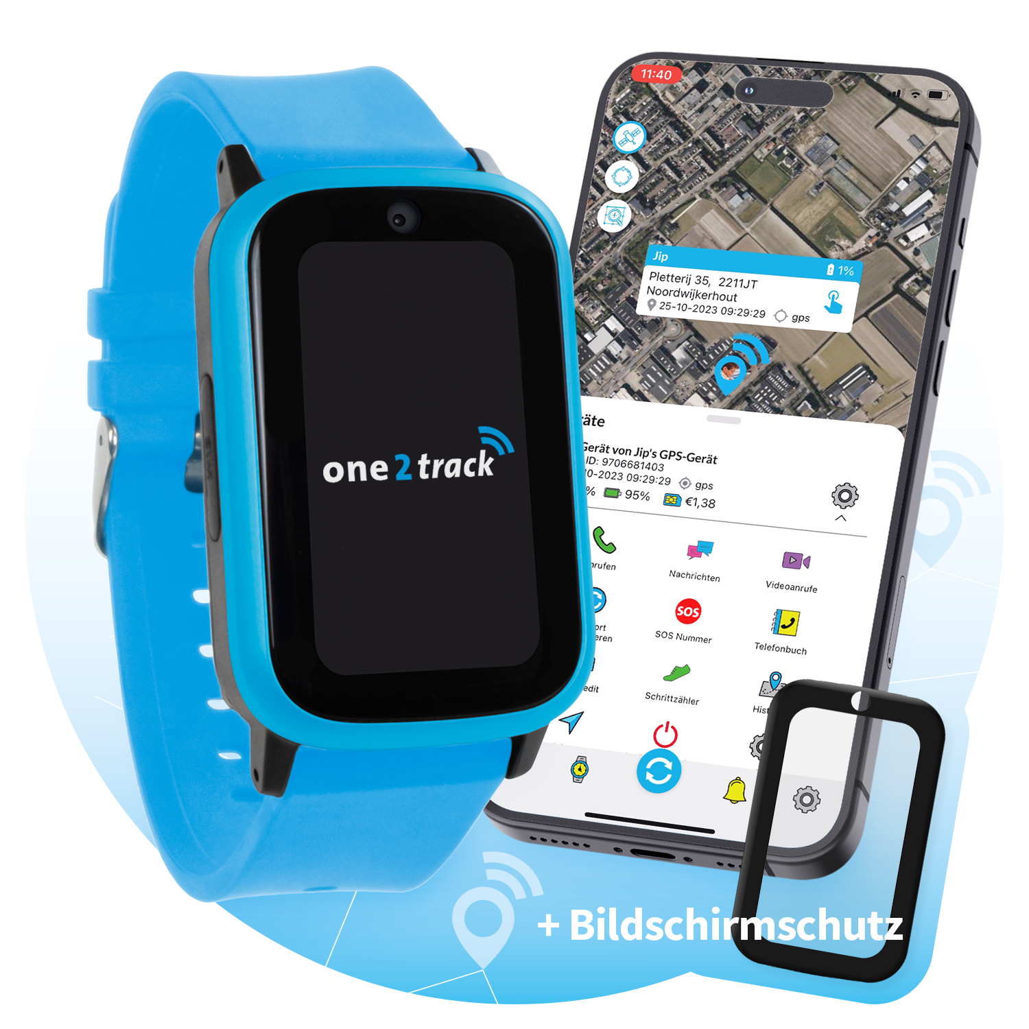 Connect ONE2TRACK Smartwatch, Up, Kinder Blau