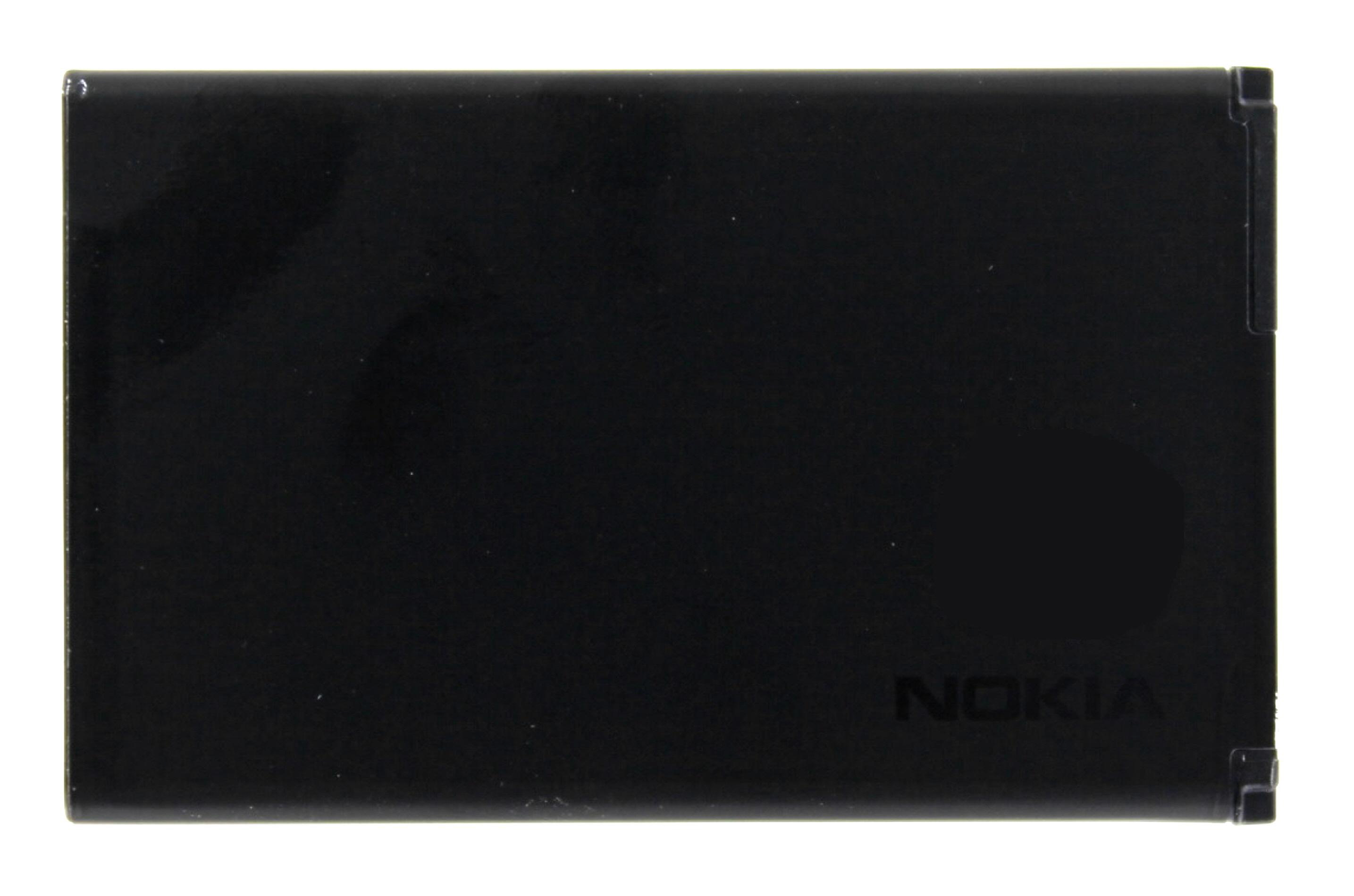 Ein schwarzer Nokia-Telefonakku. Der Akku ist rechteckig und hat das Nokia-Logo in Weiß unten.