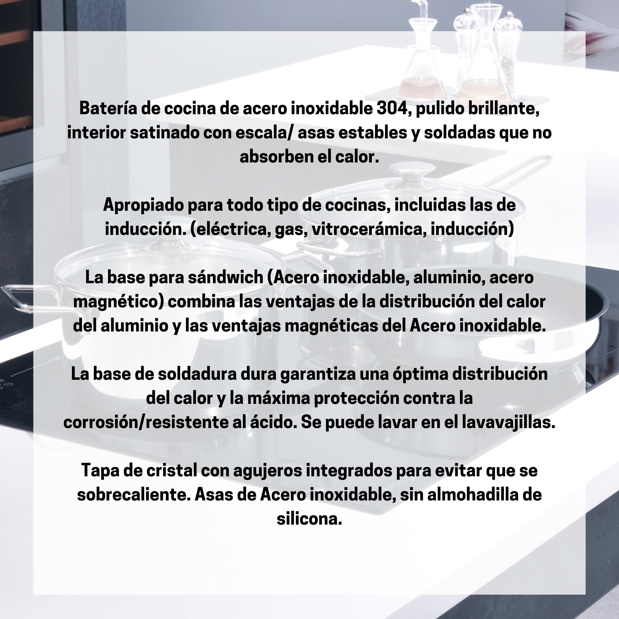 Texto en español sobre utensilios de cocina, fondo blanco.
