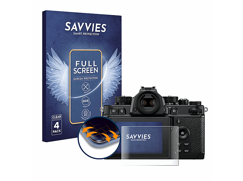 SAVVIES 4x Flex Full-Cover 3D Curved Schutzfolie(für Nikon Z F)