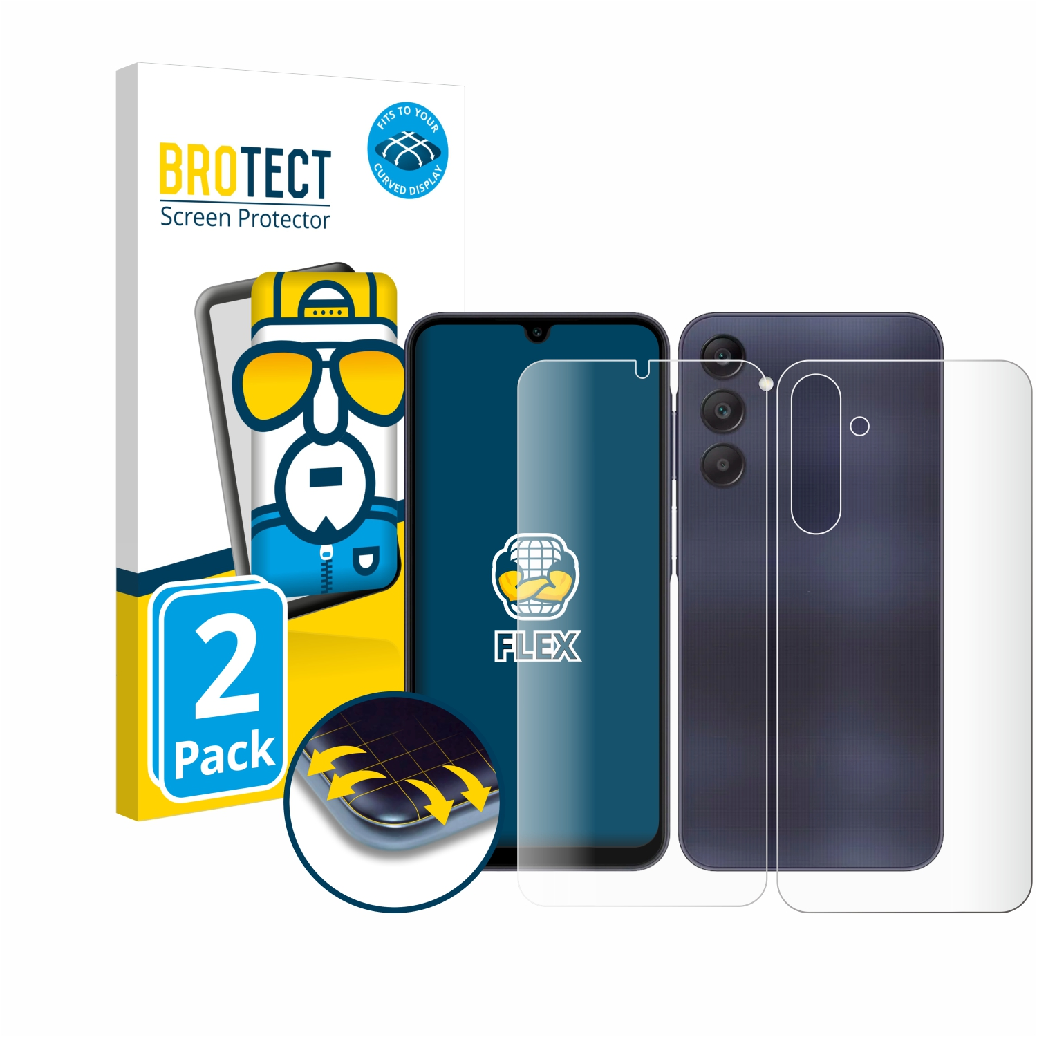 BROTECT 2x Flex Full-Cover A25 Galaxy Samsung 3D Schutzfolie(für Curved 5G)
