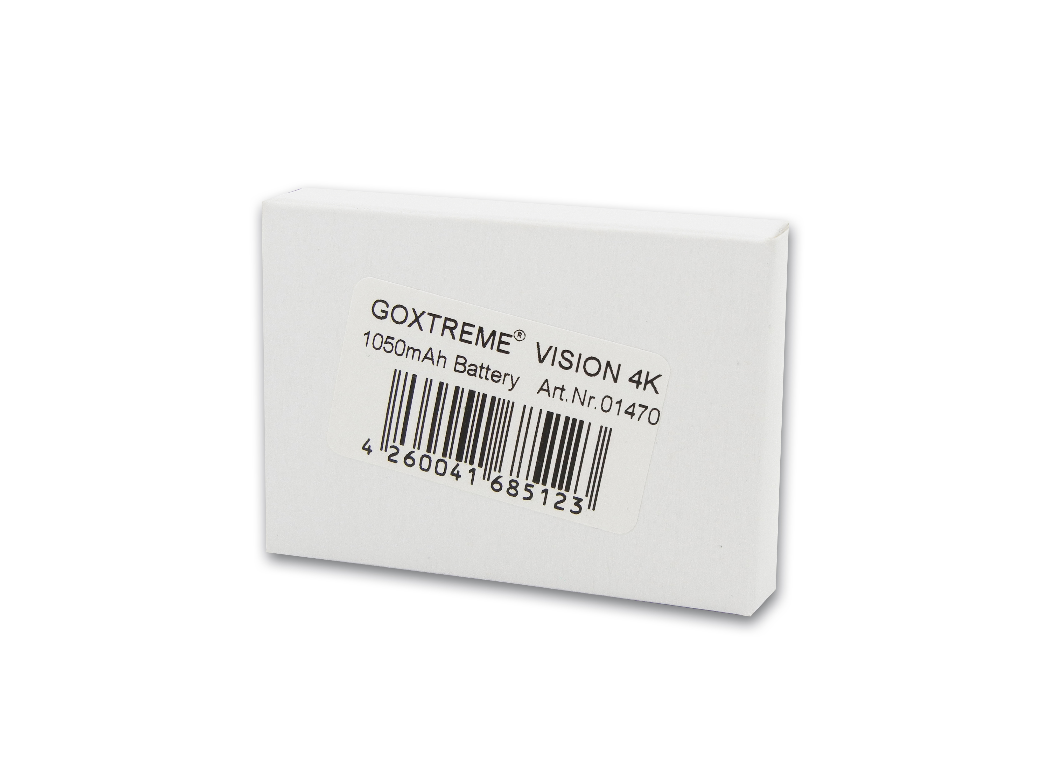 Eine weiße rechteckige Box mit Barcode, isoliert auf Weiß.