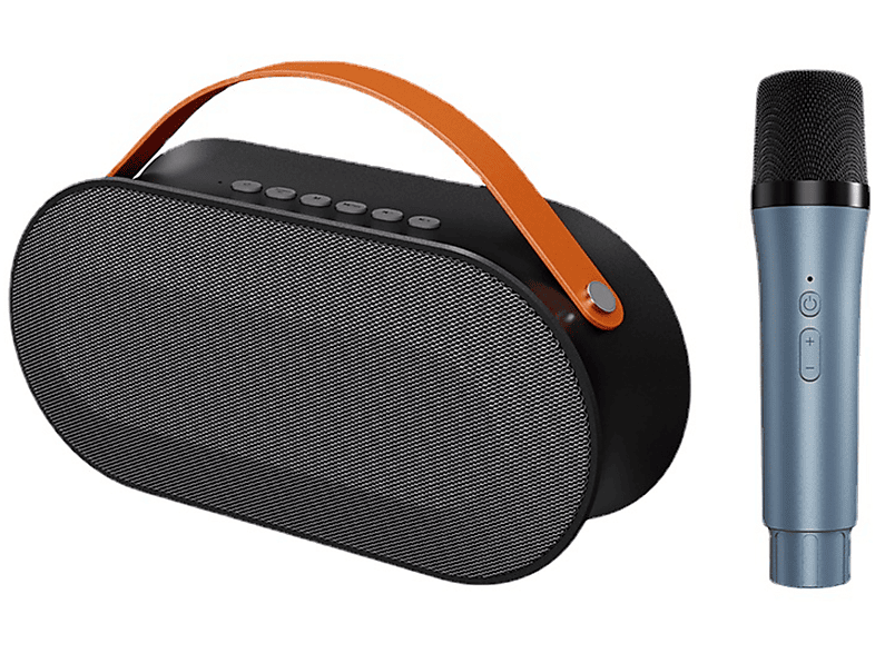 BYTELIKE Kabelloses Bluetooth-Audio und Mikrofon, leistungsstarke Dual-Lautsprecher, 360°-Raumklang Bluetooth-Lautsprecher, Schwarz
