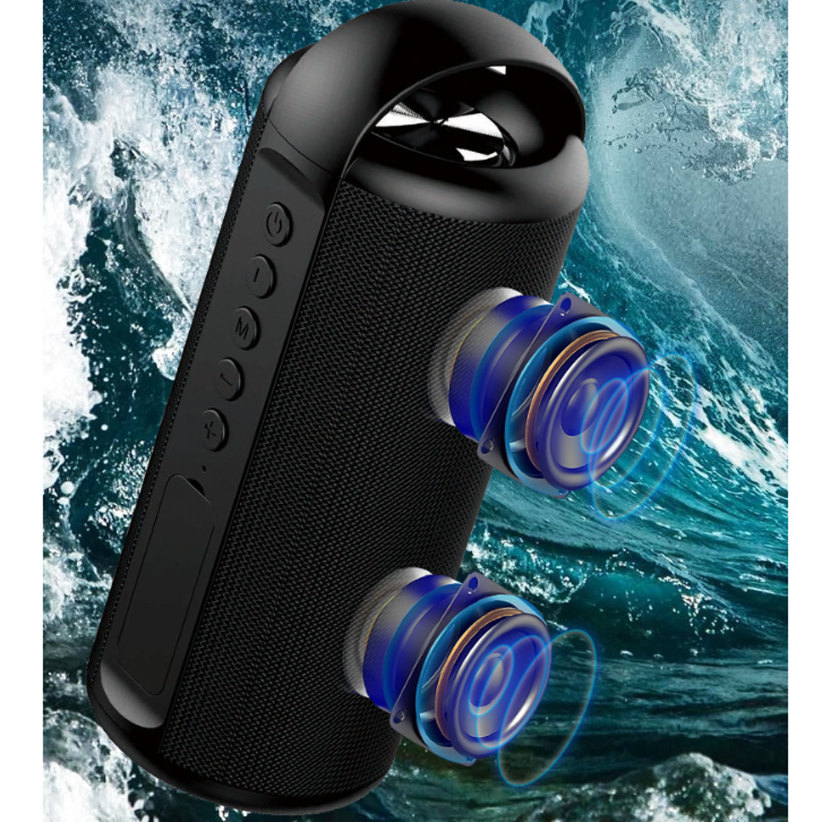 ENBAOXIN Bluetooth-Lautsprecher, HIFI-Subwoofer, Leistungsstark, Wasserdicht und Bluetooth-Lautsprecher, Wasserfest Tragbar Blau