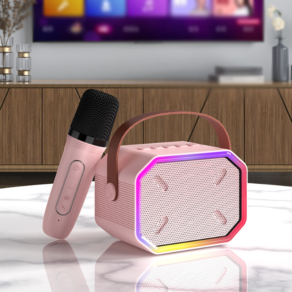 BYTELIKE Akkulaufzeit Kabelloses Mikrofon, mit Weiß Bluetooth-Lautsprecher, Intelligente Bluetooth-Audio Geräuschunterdrückung, lange