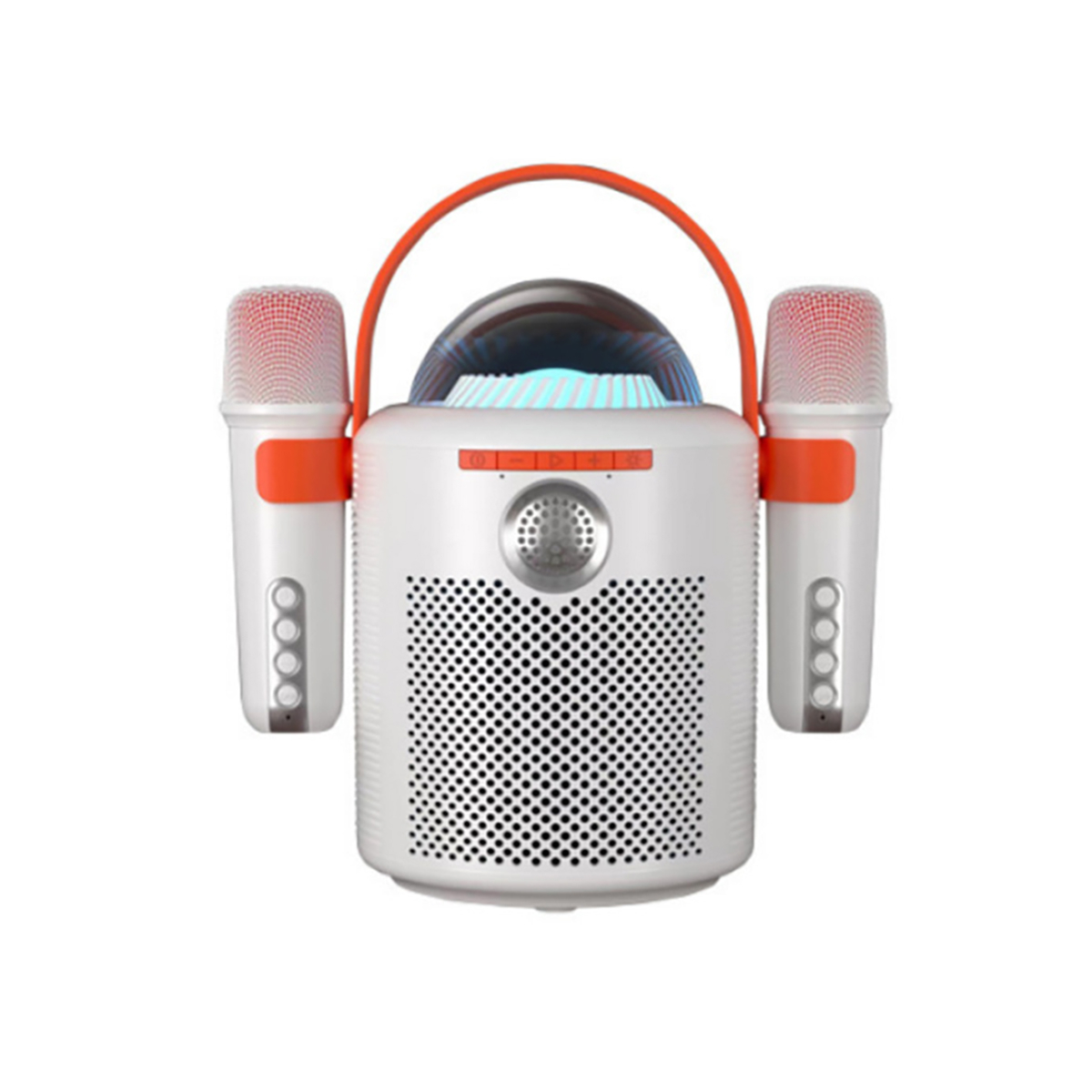 BYTELIKE Drahtloser Bluetooth-Mikrofonsound, 3D-Surround-Sound, Farbige Weiß Bluetooth-Lautsprecher, Umgebungsbeleuchtung