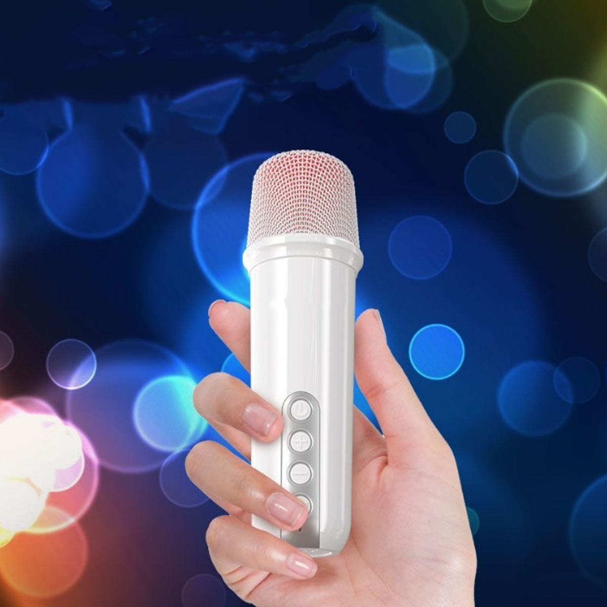 Drahtloser Weiß Bluetooth-Lautsprecher, 3D-Surround-Sound, Umgebungsbeleuchtung Bluetooth-Mikrofonsound, Farbige BYTELIKE