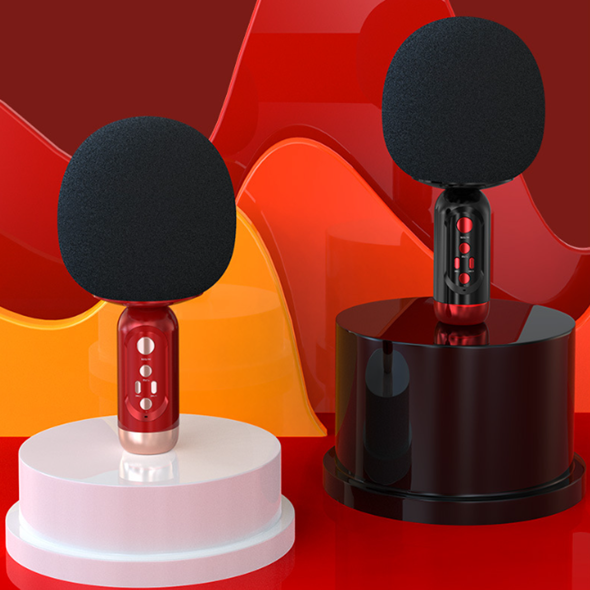 HiFi-Soundqualität, Langer Kabelloses Bluetooth-Mikrofon-Audio, TWS BYTELIKE Bluetooth-Lautsprecher, Batteriebetrieb Rot Duett,