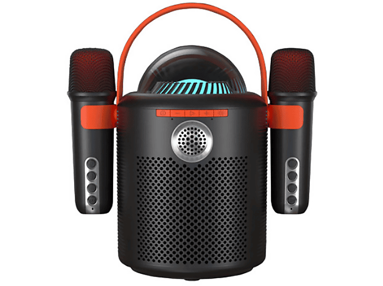 BYTELIKE Drahtloser Bluetooth-Mikrofonsound, 3D-Surround-Sound, Farbige Umgebungsbeleuchtung Bluetooth-Lautsprecher, Schwarz