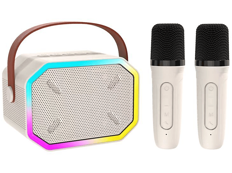 BYTELIKE Akkulaufzeit Kabelloses Mikrofon, mit Weiß Bluetooth-Lautsprecher, Intelligente Bluetooth-Audio Geräuschunterdrückung, lange