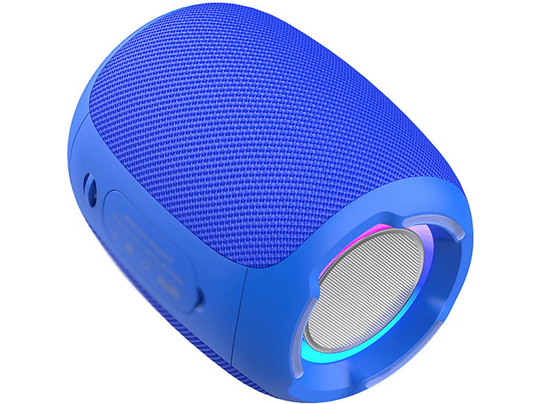 ENBAOXIN Bluetooth-Lautsprecher, Subwoofer Laut, Buntes Blendendes Licht, Wasserdicht Tragbar Bluetooth-Lautsprecher, Blau, Wasserfest