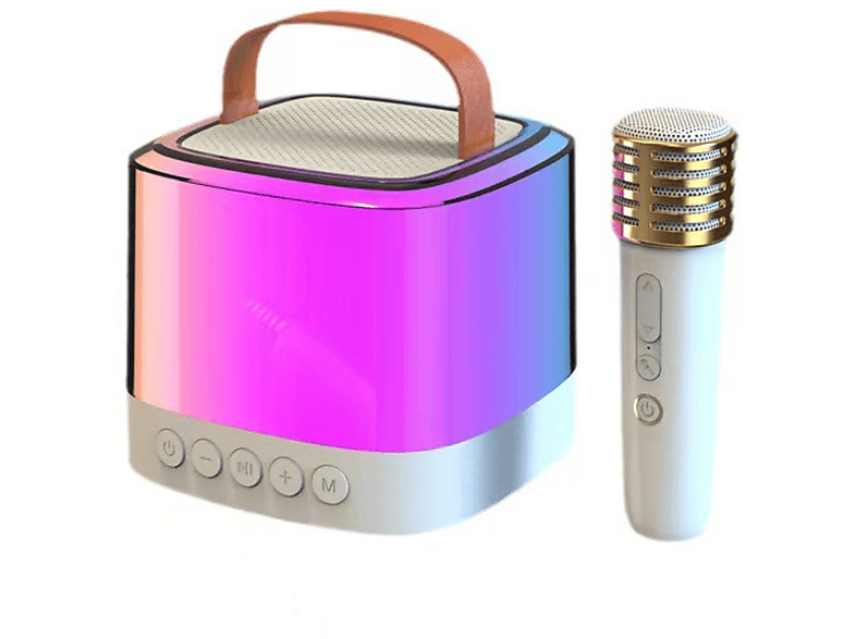 Bluetooth-Lautsprecher, Umgebungslichter schillernde Drahtloser BYTELIKE Mikrofon, HIFI-Klangqualität, mit Weiß Bluetooth-Lautsprecher