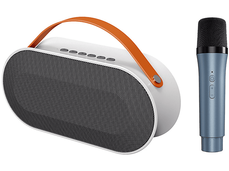 BYTELIKE Kabelloses Bluetooth-Audio und Mikrofon, leistungsstarke Dual-Lautsprecher, 360°-Raumklang Bluetooth-Lautsprecher, Weiß